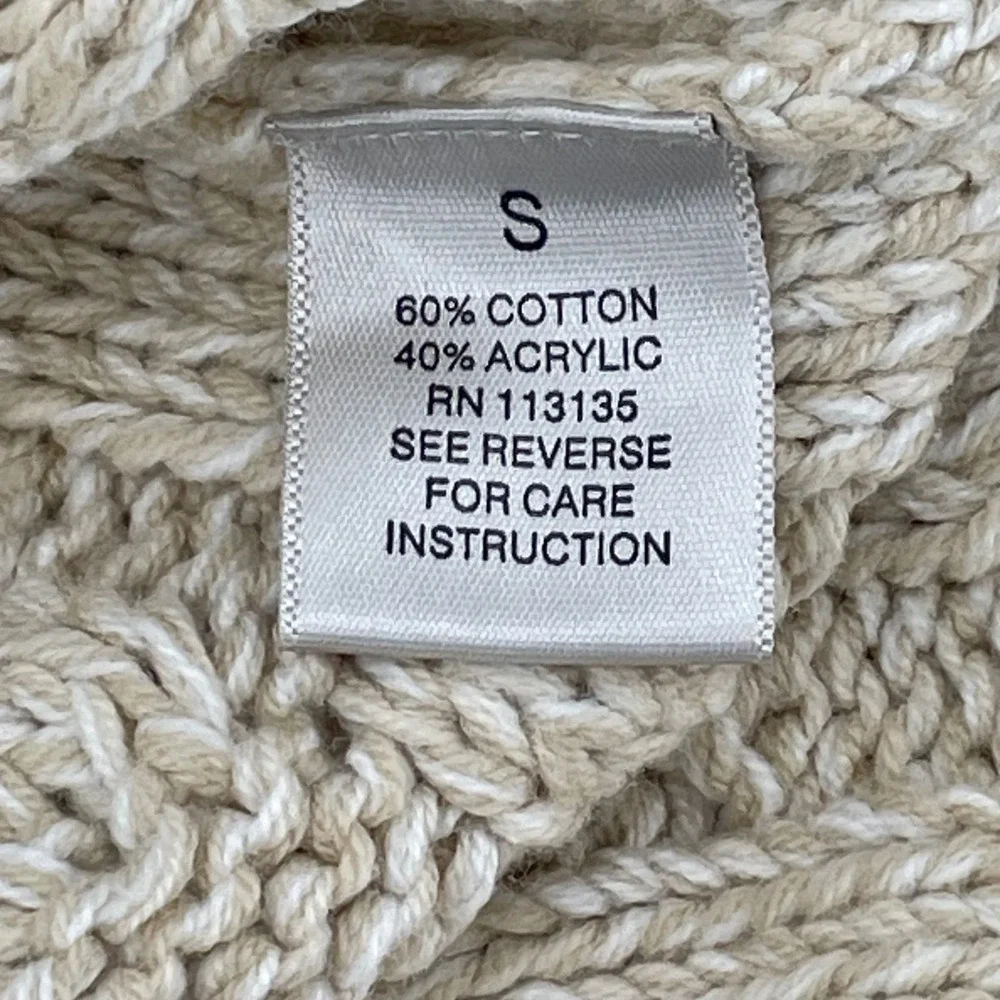 NWT Womens Cable Knit Cropped Cardigan Sweater Sz Small Oat Beige Chunky Neutral - Picture 7 of 10